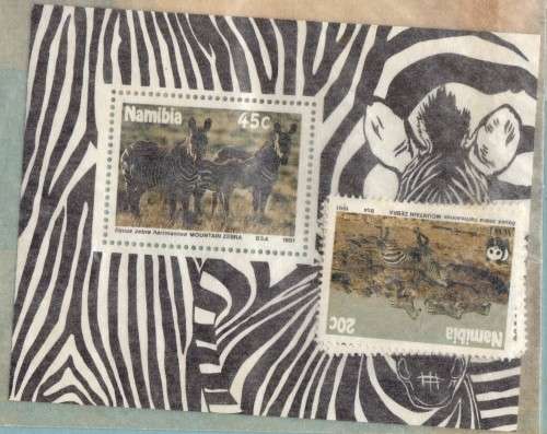 NAMIBIA 1991 "MOUNTAIN ZEBRA" SET OF 4 IN CONTROL BLOCKS, SINGLES & MINI SHEET UMM. CAT R202,50.