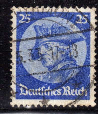 GERMANY 1933 "OPENING OF REICHSTAG IN POTS DAM" 25pf BLUE VERY FINE USED. SG 492. CAT 30 POUNDS.