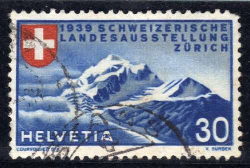 SWITZERLAND 1939 "NATIONAL EXHIBITION" 30c GERMAN FINE USED. SG 393G. CAT 5,25 POUNDS.
