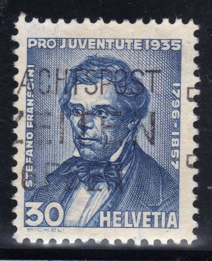 SWITZERLAND 1935 PRO-JUVENTUTE 30c BLUE VERY FINE USED. SG J75. CAT 14 POUNDS.