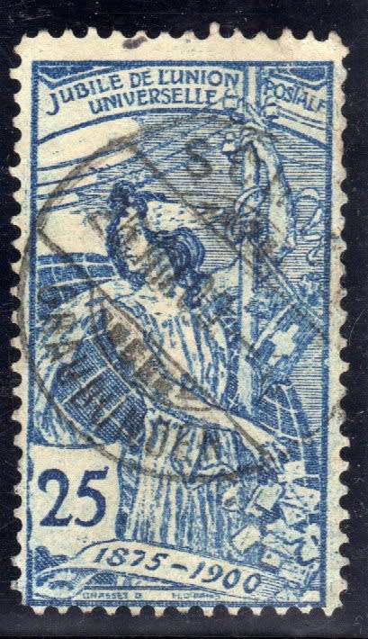 SWITZERLAND 1900 "UPU 25th ANNIV" 25c BLUE FINE USED. SG 190. CAT 44 POUNDS.