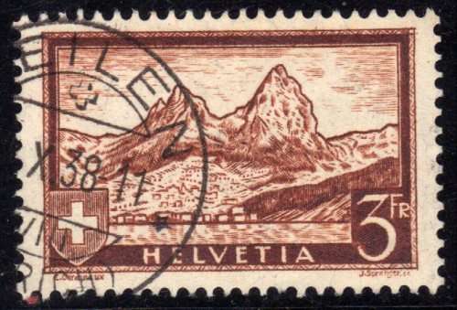 SWITZERLAND 1931 "THE MYTHEN" 3F VERY FINE USED. SG 335. CAT 7,25 POUNDS.