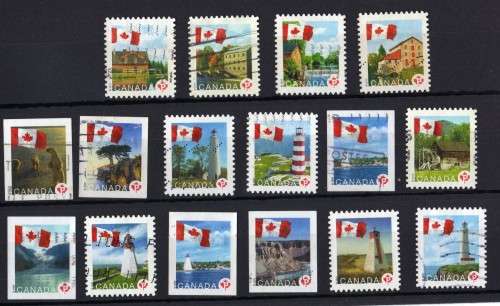CANADA 2006 CANADIAN FLAG DEFIN SET OF 16 VFU. SG 2434-2449. CAT 21,60 POUNDS.