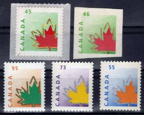 CANADA 1998 DEFIN SET OF 5 UMM. SG 1839, 1840, 1836-38. CAT 7,50 POUNDS.