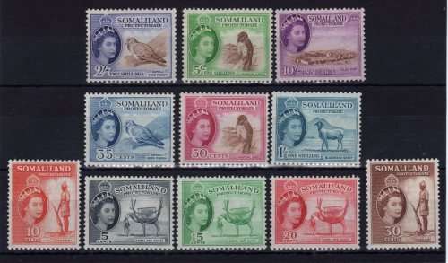 SOMALILAND PROTECTORATE 1953 ORIGINAL SET OF 11 MOUNTED MINT. SG 137-144 & 146-8. CAT £118 (2022)