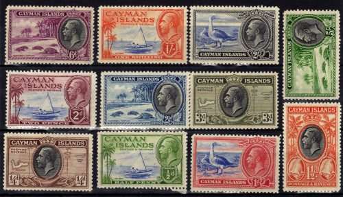 CAYMAN ISLANDS 1935 DEFINITIVE PART SET OF 11 VERY FINE LMM. SG 96-106. CAT 146 POUNDS.