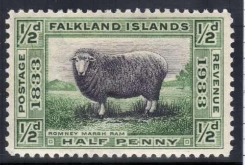 FALKLAND ISLANDS 1933 1/2d BLACK & GREEN VERY FINE MOUNTED MINT. SG 127. CAT 4 POUNDS.