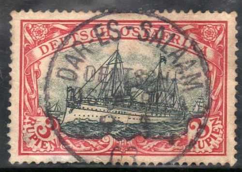 GERMAN EAST AFRICA 1901 YACHT DEFIN SET OF 11 TO 3 RUPEN FINE - VFU. SG 15-25. MICHEL 11-21.