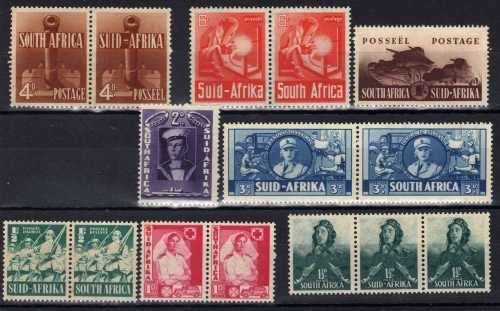 SOUTH AFRICA 1941-42 LARGE WARS SET OF 8 UNITS MOUNTED MINT. SACC 87-94. CAT R945.
