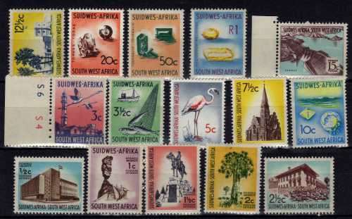 SOUTH WEST AFRICA 1961 DEFIN SET OF 15 UMM (EXCEPT 3,5c MM). SACC 199-213. CAT R1244. (SACC 2023-25)