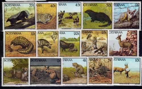 BOTSWANA 1992 ANIMAL DEFIN PART SET OF 15 UMM. (1t-1P) SG 738-752. CAT 18,45 POUNDS.