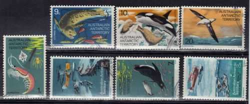 AUSTRALIAN ANTARCTIC TERRITORY 1973 DEFIN PART SET OF 7 VFU. SG 23-29. CAT 7.95 POUNDS.