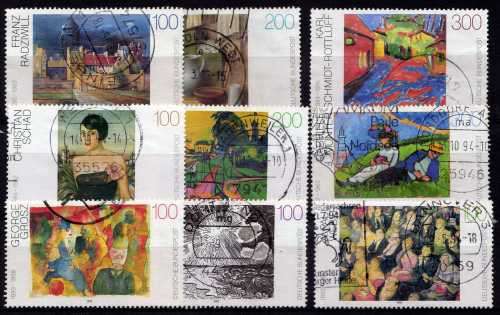 GERMANY WEST 1993, 1994 & 1995 "20TH CENT GERMAN PAINTINGS" 3 SETS USED. CAT 17,40 POUNDS.