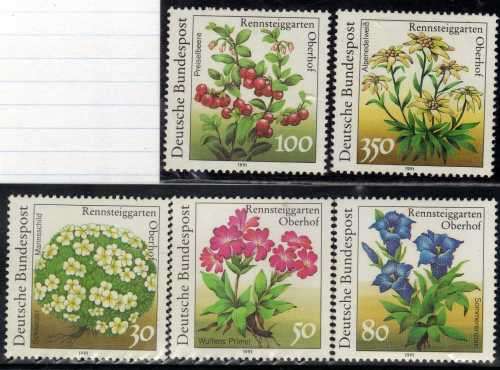 GERMANY WEST 1991 "PLANTS OF RENNSTEIGGARTEN" SET OF 5 LMM. SG 2350-54. CAT 11.80 POUNDS.