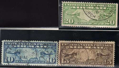 UNITED STATES OF AMERICA 1926 AIR SET OF 3 VFU. SG A628-30. CAT 5,45 POUNDS.