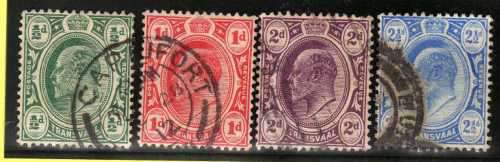 TRANSVAAL 1905-1909 KE VII DEFIN SET OF 4 VFU. SACC 279-282. CAT R212.