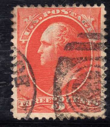 UNITED STATES OF AMERICA - USA 1870 3c VERMILLION GOOD USED. SG 219. SCOTT 214. CAT 60 POUNDS.