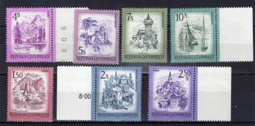 AUSTRIA 1973 "VIEWS" PART SET OF 7 UMM. SG 1677-79, 1681, 1683, 1685 & 1687. CAT 10.95 POUNDS.