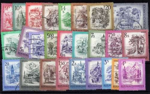 AUSTRIA 1973 VIEWS DEFIN PART SET OF 25 (4.20s MISSING) UMM & VFU. CAT 41 POUNDS.