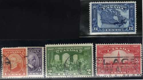 CANADA 1927 "CANADIAN CONFEDERATION" SET OF 5 FINE - VERY FINE USED. SG 266-270. CAT 17 POUNDS.