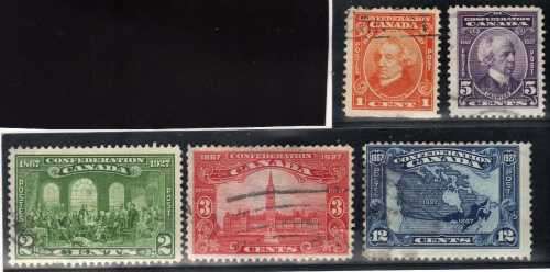 CANADA 1927 "CANADIAN CONFEDERATION" SET OF 5 FINE - VERY FINE USED. SG 266-270. CAT 17 POUNDS.