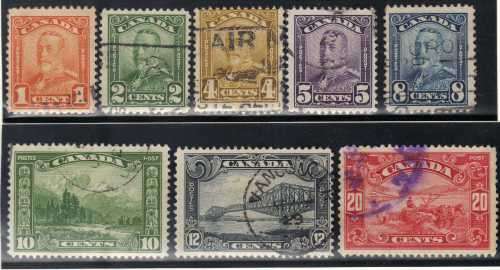 CANADA 1928-29 DEFIN PART SET OF 8 FINE - VERY FINE USED. SG 275-6, 278-283. CAT 51 POUNDS.