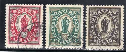 BAVARIA 1920 DEFIN 1M, 1,5M & 2,5M VERY FINE USED. SG 266, 268 & 269. CAT 49,50 POUNDS.