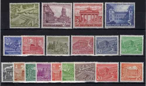 GERMANY BERLIN 1949 "BERLIN VIEWS" SET OF 19 LMM. MICHEL #42-60. CAT 750 EUROS.