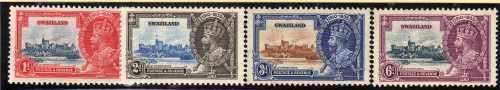 SWAZILAND 1935 SILVER JUBILEE SET OF 4 MM. SG 21-24. CAT 8 POUNDS.