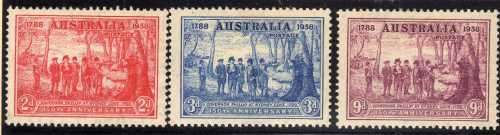 AUSTRALIA 1937 "150TH ANNIV N.S.W." SET OF 3 LMM. SG 193-5. CAT 38 POUNDS FOR UMM.