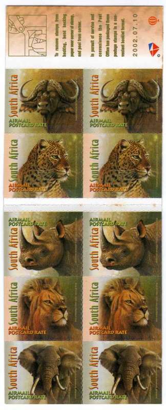 SOUTH AFRICA 2001 BIG FIVE BOOKLET 53 COMPLETE UMM. SACC 1374. CAT R350. (SACC 2023-25)