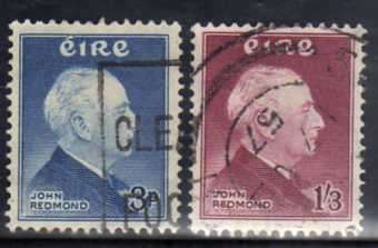 IRELAND 1957 BIRTH CENT JOHN REDMOND SET OF 2 VERY FINE USED. SG 164-5. CAT 15 POUNDS.