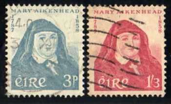 IRELAND 1958 "DEATH CENT MOTHER MARY AIKENHEAD" SET OF 2 FINE USED. SG 174-5. CAT 8 POUNDS.