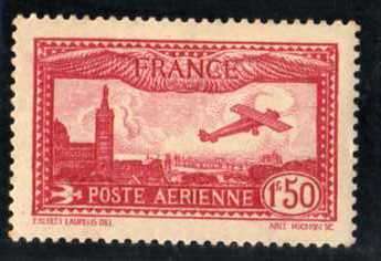 FRANCE 1930 "AIR" 1fr50 RED CLEAN MOUNTED MINT WITH FULL GUM. SG 483. CAT 27 POUNDS.