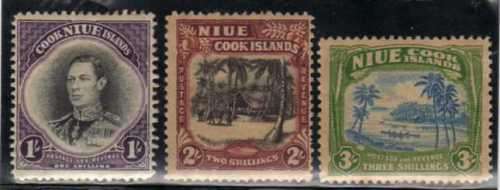 NIUE 1938 DEFIN SET OF 3 MM (*). SG 95-97. CAT 25 POUNDS.