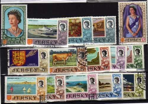 JERSEY 1969 DEFINITIVE SET OF 15 VFU. SG 15-29. CAT 27,45 POUNDS.