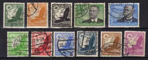 GERMANY 1934 AIR SET OF 11 VFU. SG 526-536. CAT 107 GBP.