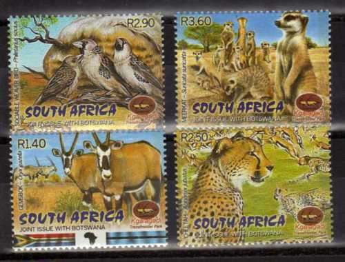 SOUTH AFRICA 2001 KGALAGADI TRANS FRONTIER PARK SET OF 4 & M/S UMM. SACC 1386-90. CAT R161.(2023-25)