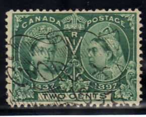 CANADA 1897 JUBILEE 2c GREEN VERY FINE USED. SG 124. CAT 11 POUNDS.