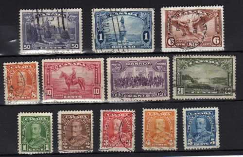 CANADA 1935 DEFIN SET OF 12 FINE - VERY FINE USED. SG 341-351 & 355. CAT 27 POUNDS.