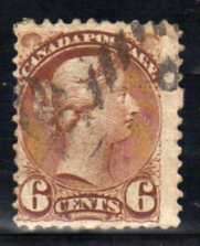 CANADA 1870 DEFIN 6c BROWN FINE USED. SG 107. CAT 20 POUNDS.