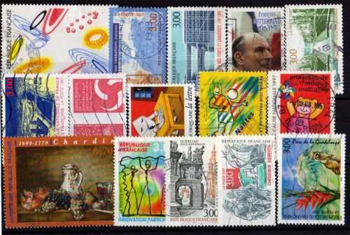 FRANCE 1997 15 STAMPS VERY FINE USED. CAT 19.50 POUNDS.