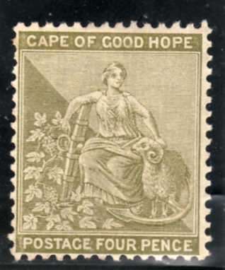CAPE OF GOOD HOPE 1893 4d SAGE GREEN MM(*). SACC 60. CAT R200 (SACC 2019-20).