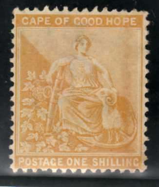 CAPE OF GOOD HOPE 1893 1/- YELLOW OCHRE MM(*). SACC 62. CAT R400 (SACC 2019-20).