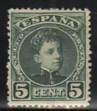 SPAIN 1900 DEFIN 5c GREEN MOUNTED MINT. SG 293b. CAT 6,50 POUNDS.