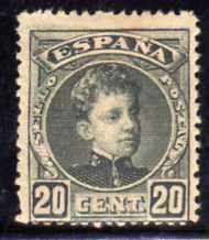 SPAIN 1900 DEFIN 20c BLACK MOUNTED MINT. SG 298. CAT 43 POUNDS.