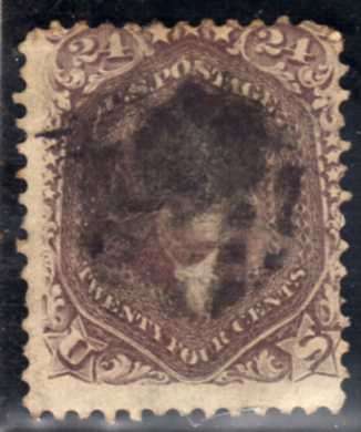 UNITED STATES OF AMERICA USA 1861 DEFIN 24c LILAC USED. SG 74. CAT 325 POUNDS.