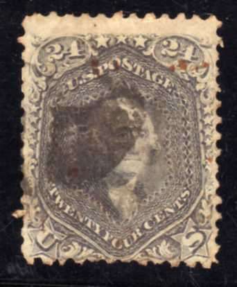 UNITED STATES OF AMERICA USA 1861 DEFIN 24c GREY USED. SG 74b. CAT 325 POUNDS.