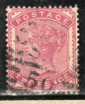 GREAT BRITAIN 1880-81 2d DEEP ROSE V.F. USED. W/MARK IMPERIAL CROWN. SG 168a. CAT 120 POUNDS.