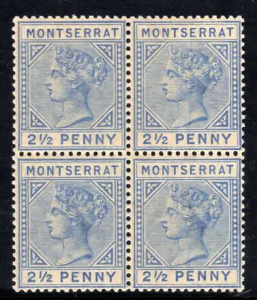 MONTSERRAT 1884-85 DEFIN 2,5d  ULTRAMARINE W/MARK INVERTED UMM. SG 10w. CAT 560 POUNDS. (x2 FOR UMM)